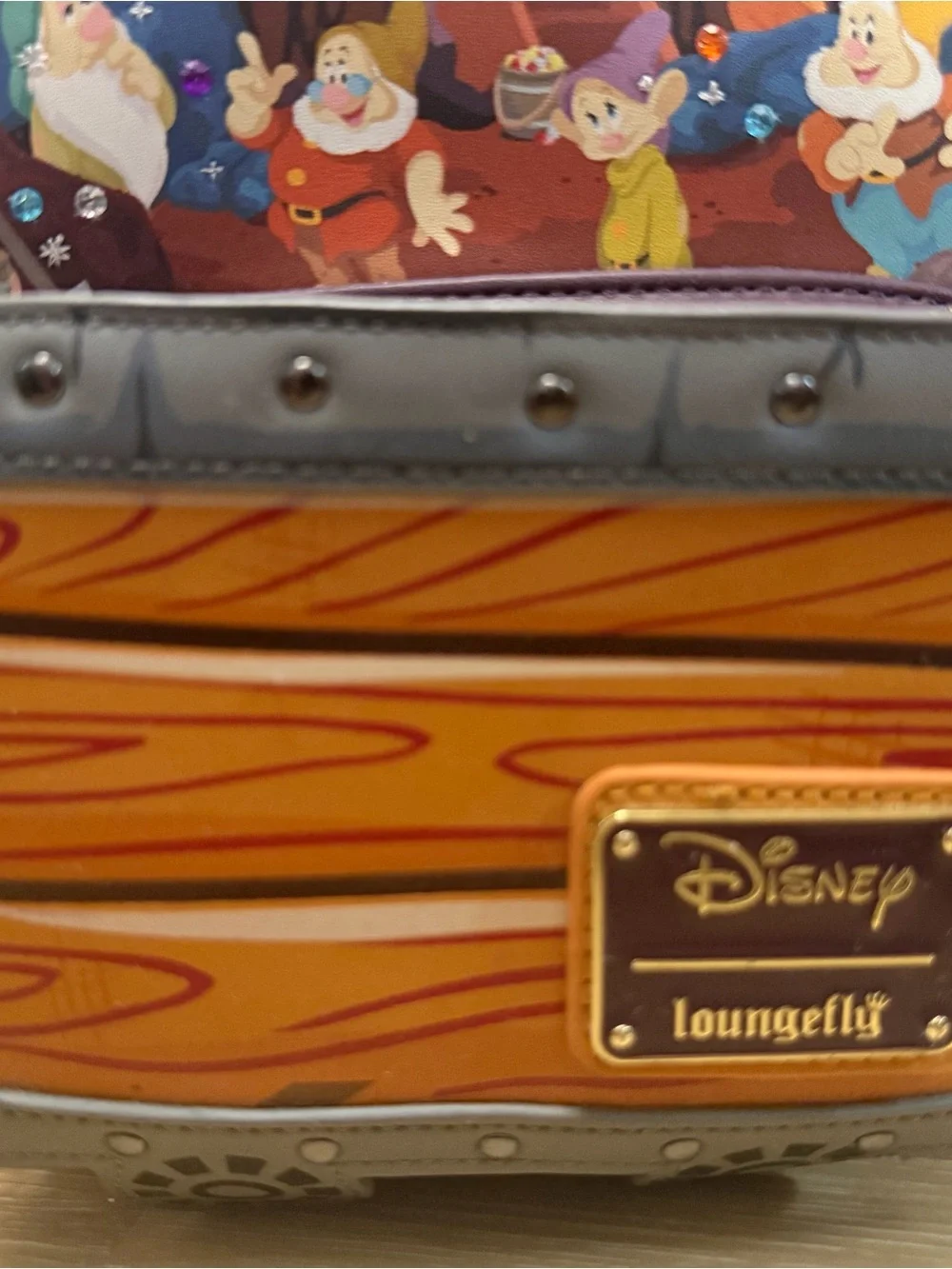 Disney Loungefly Snow White Seven Dwarfs Gem Mine Cart Mini Backpack